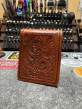 Hand Tooled Two Pocket Money Clip Wallet